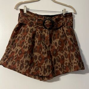 Sezane leopard print high waisted shorts